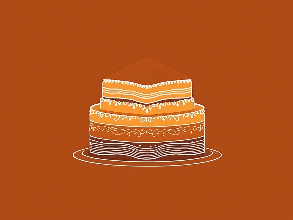 Minimalistische illustratie van spekkoek-achtige lagen in warme bruintinten, symboliserend de verschillende lagen van systemisch werk en persoonlijke ontwikkeling